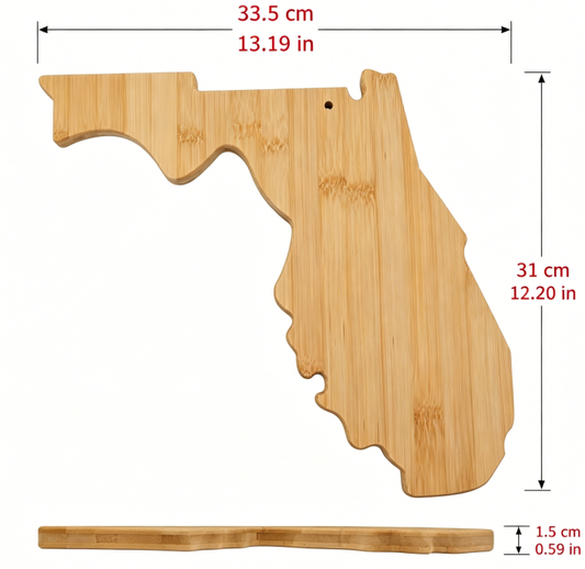 Florida Map Shape Bamboo Charcuterie Board - Case of 12