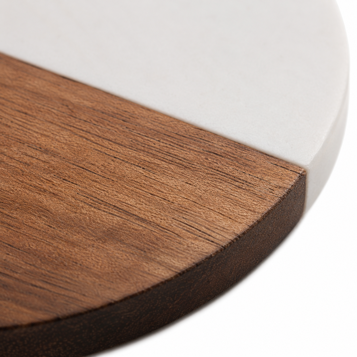 White Round Wood and Marble Coaster - Case of 20