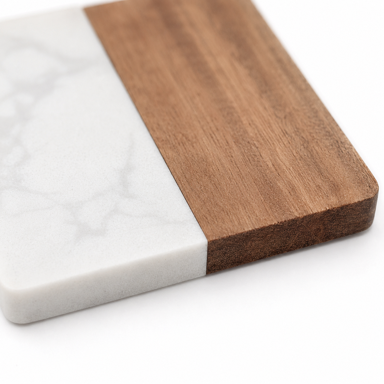 White Square Wood and Marble Coaster - Case of 20