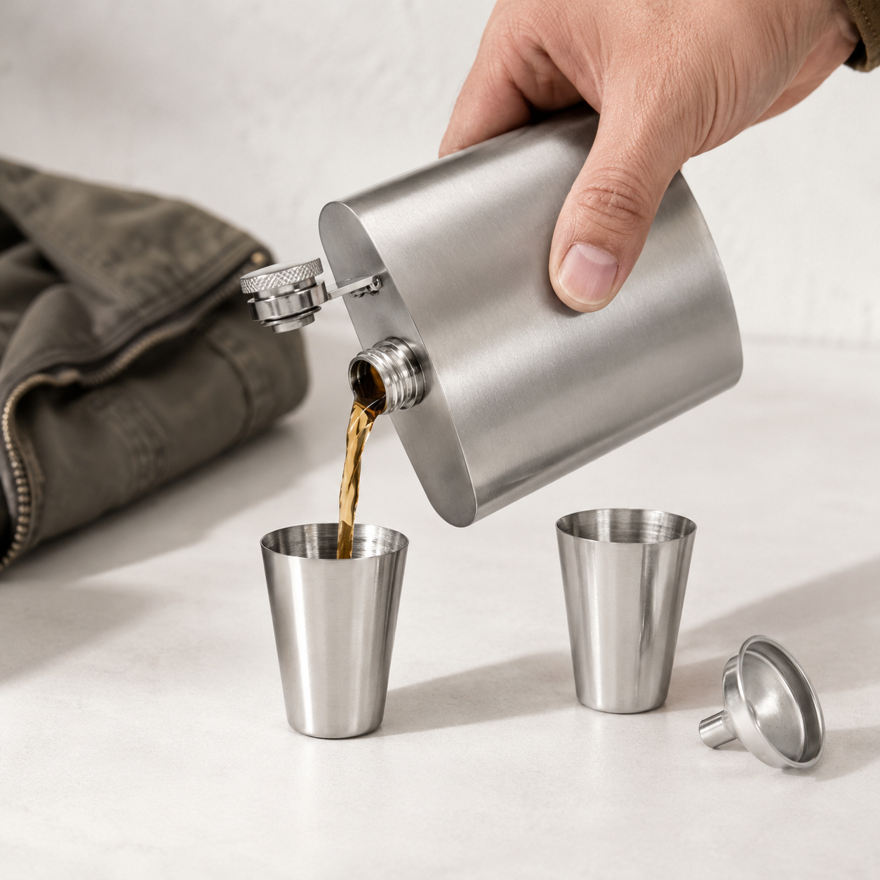 Stainless Steel 6oz Hip Flask Set - Case of 12