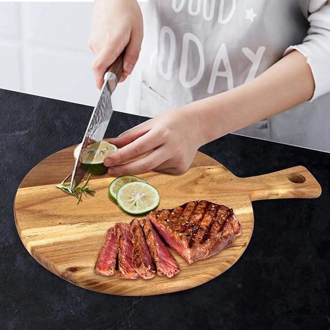 Circular Acacia Wood Pizza Board15.7×12×0.6"
