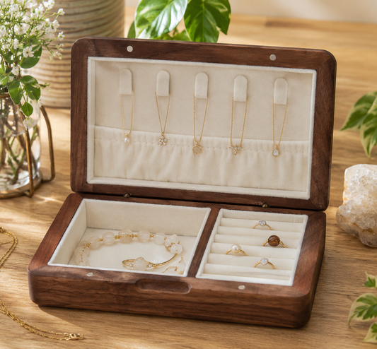 Black Walnut Wood Jewelry Storage Box - Case of 12