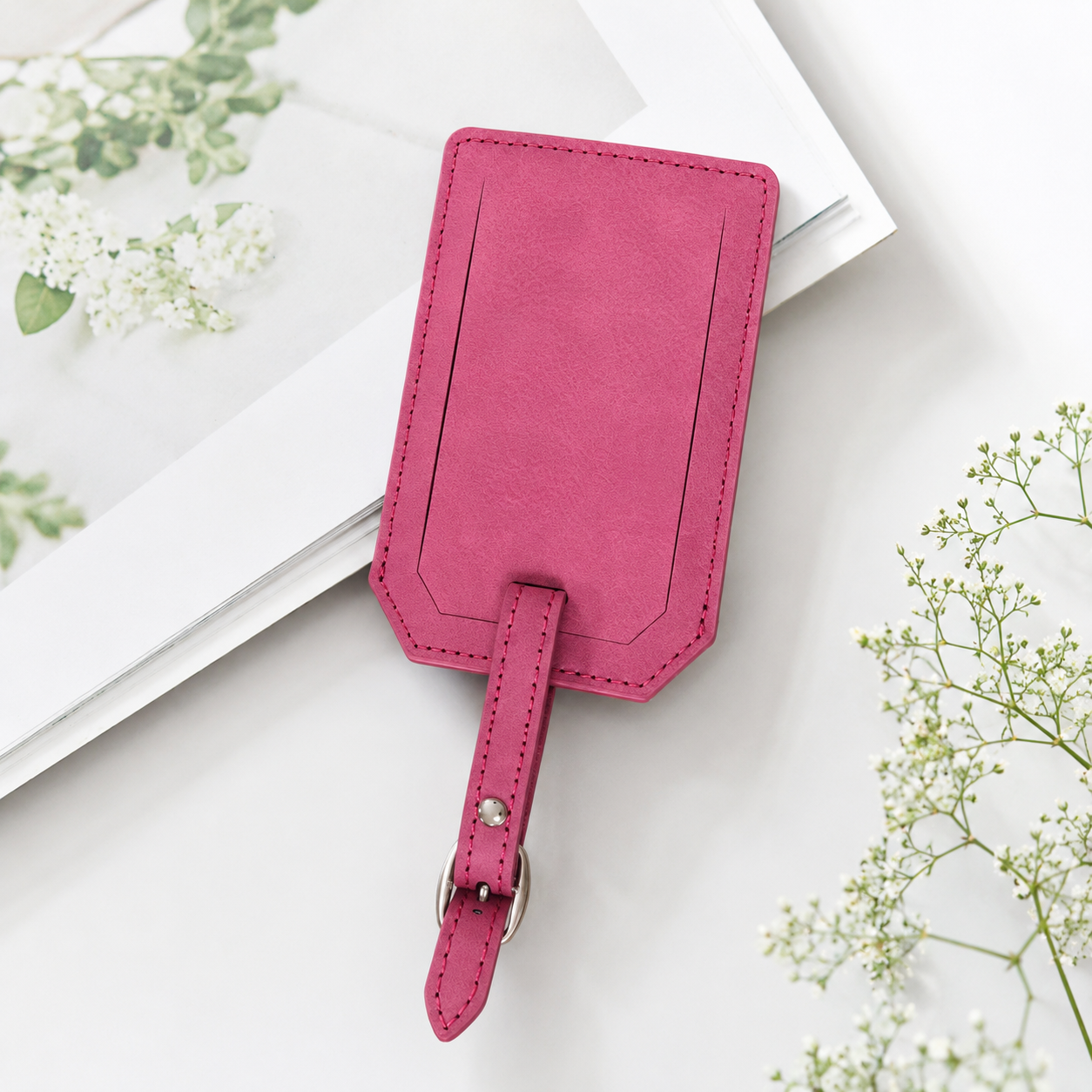 Pink/Black Laserable Leather Luggage Tag - Case of 12