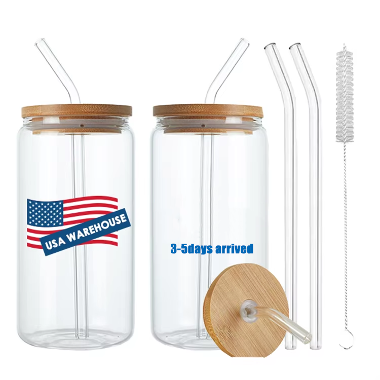 16oz Transparent Sublimation Cup (With Glass Straw)