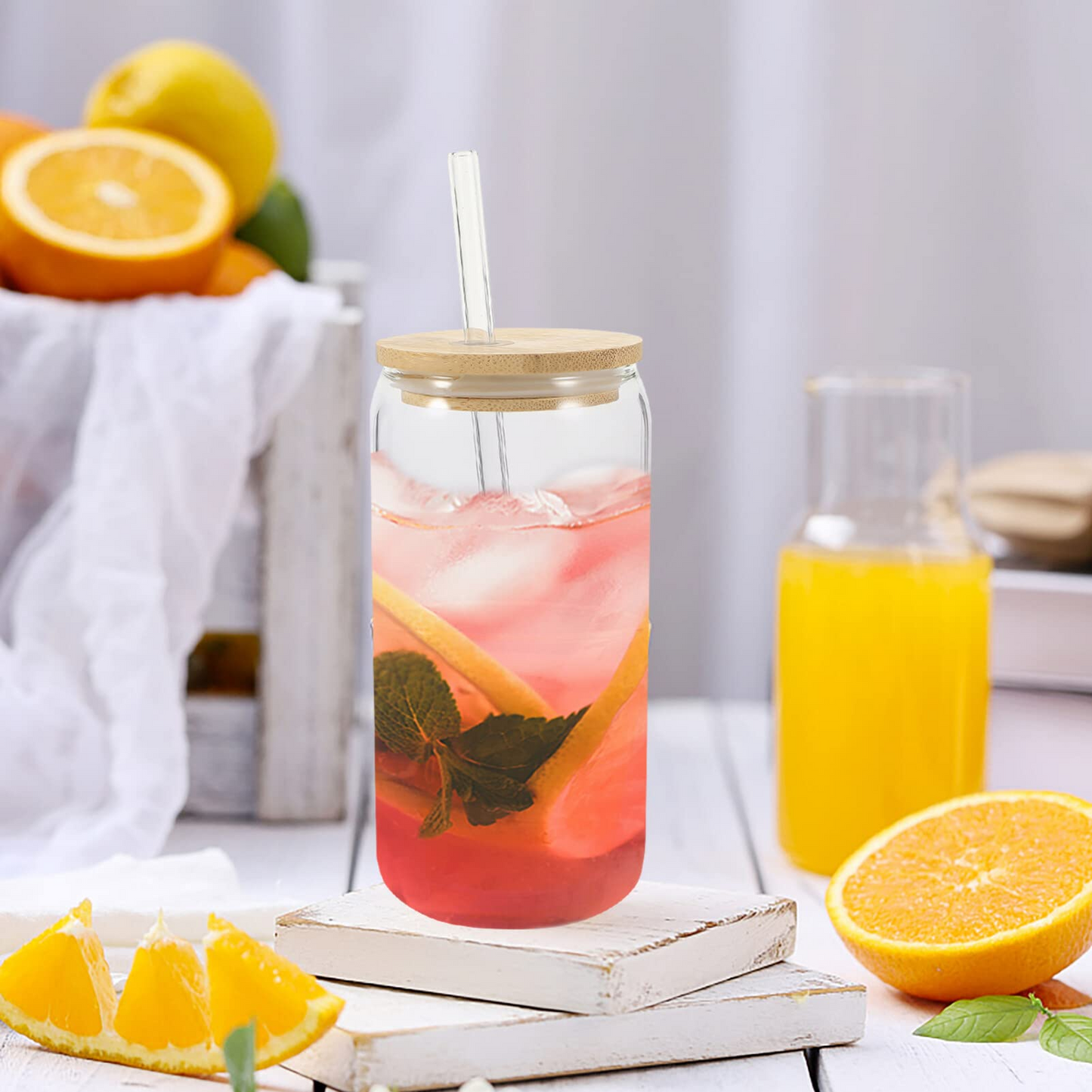 16oz Transparent Sublimation Cup (With Glass Straw)