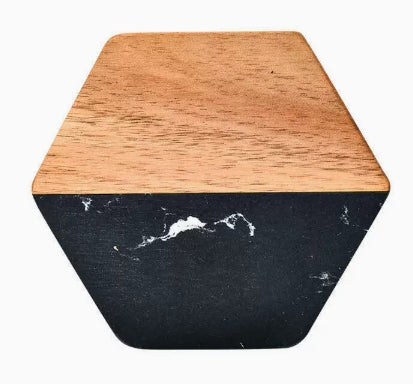 Acacia Wood and Marble Coaster - Pack of 20