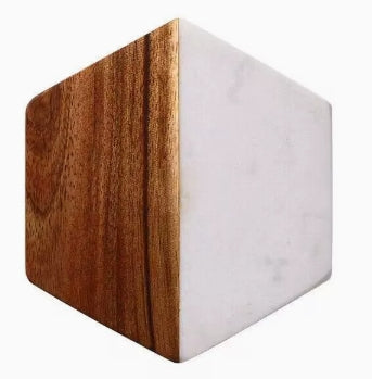Acacia Wood and Marble Coaster - Pack of 20