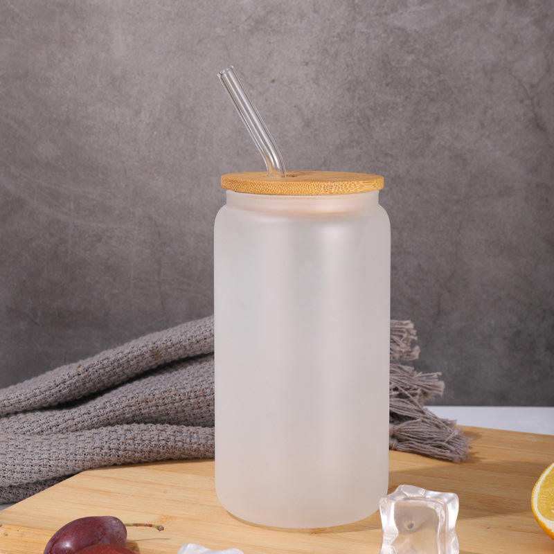 16oz Frosted Sublimation Cup (With Glass Straw)