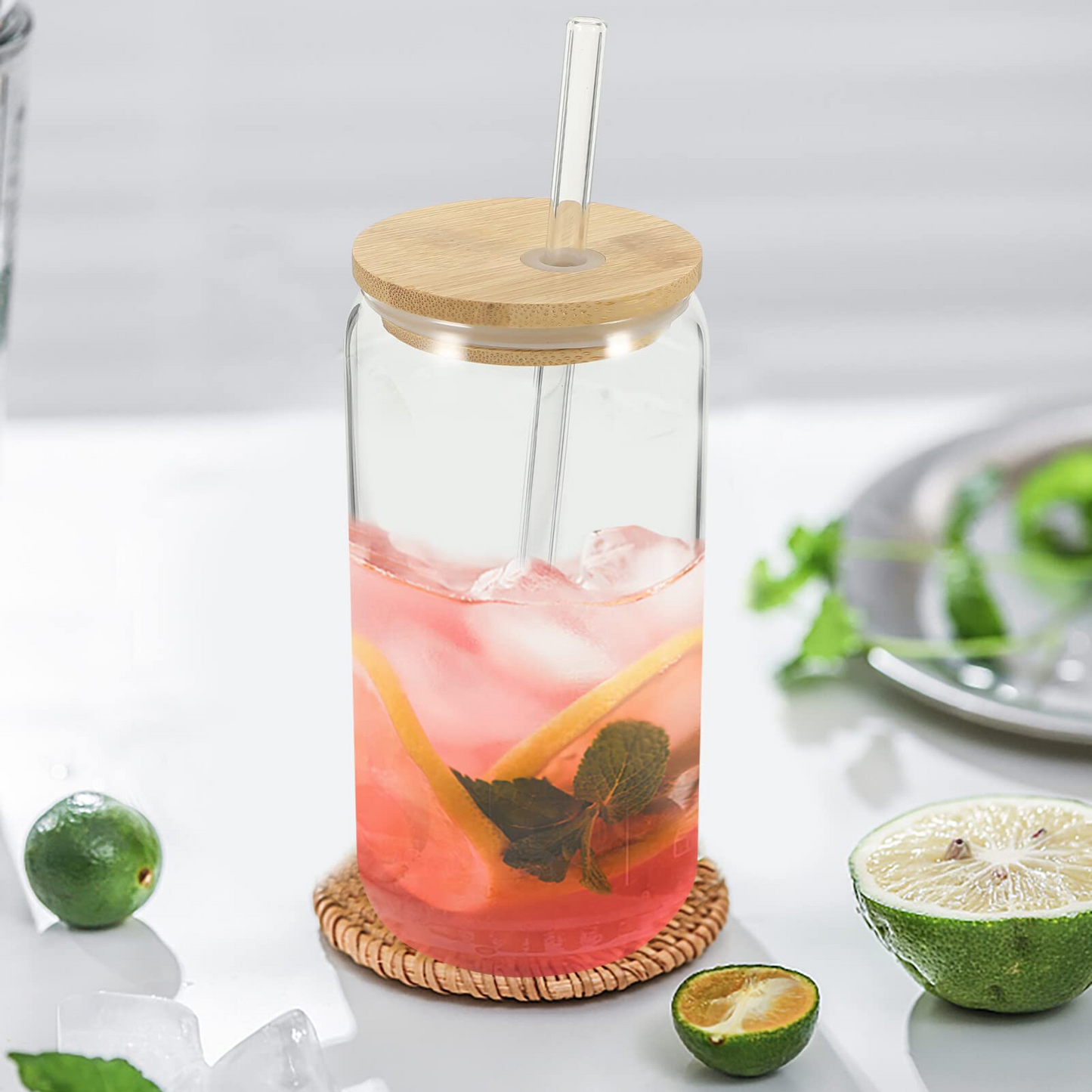 16oz Transparent Sublimation Cup (With Glass Straw)