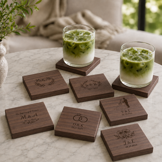3.5 Inch Square Black Walnut Wood Coaster - Case of 50