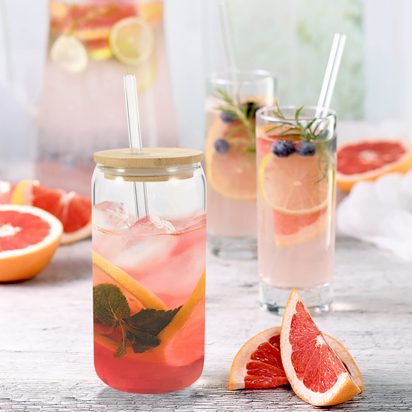 16oz Transparent Sublimation Cup (With Glass Straw)