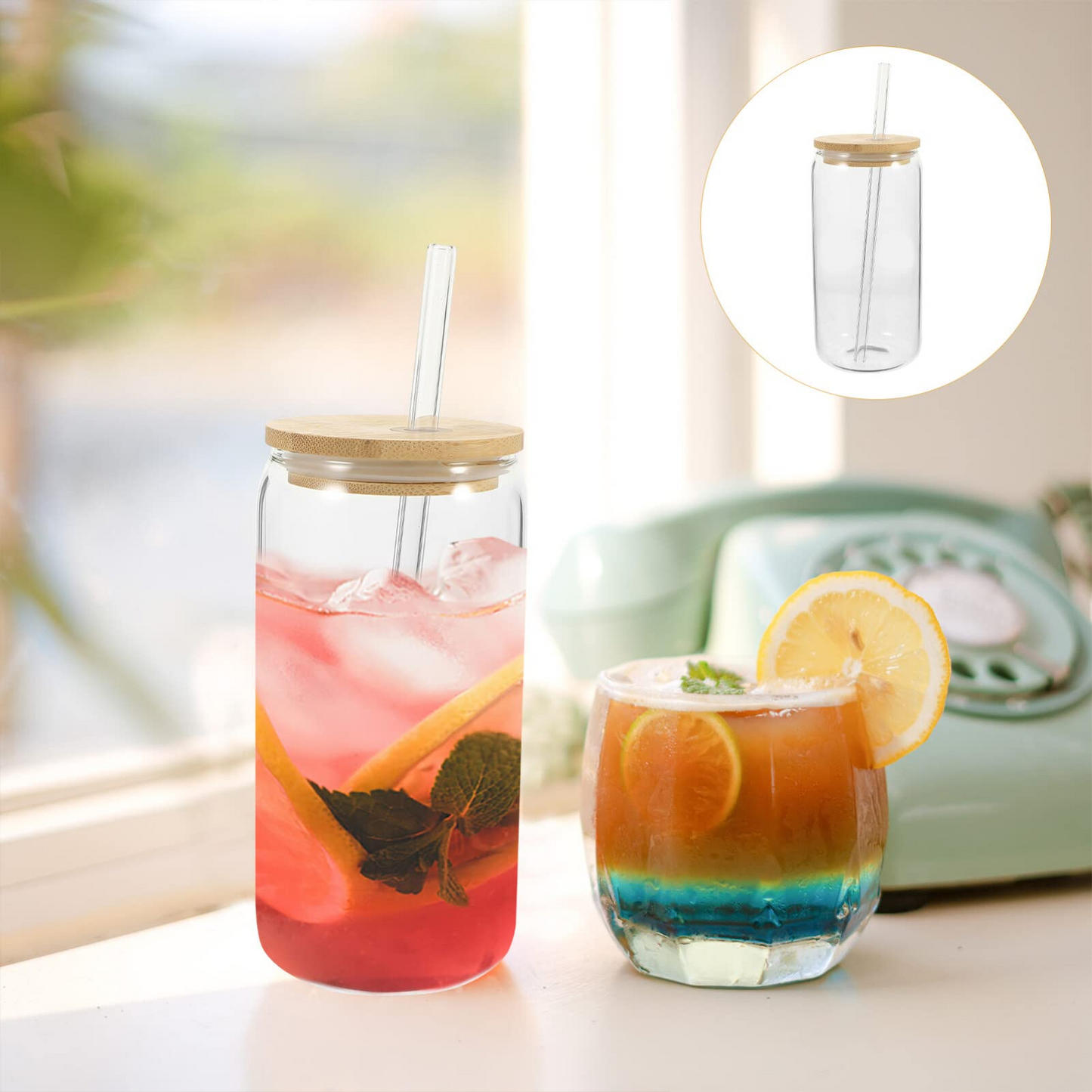 16oz Transparent Sublimation Cup (With Glass Straw)