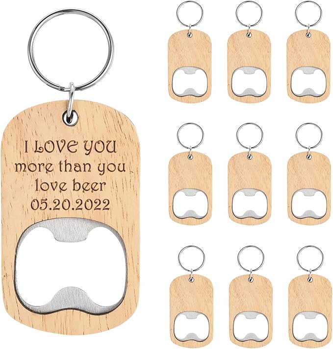 wood beer opener keychain - pack of 50