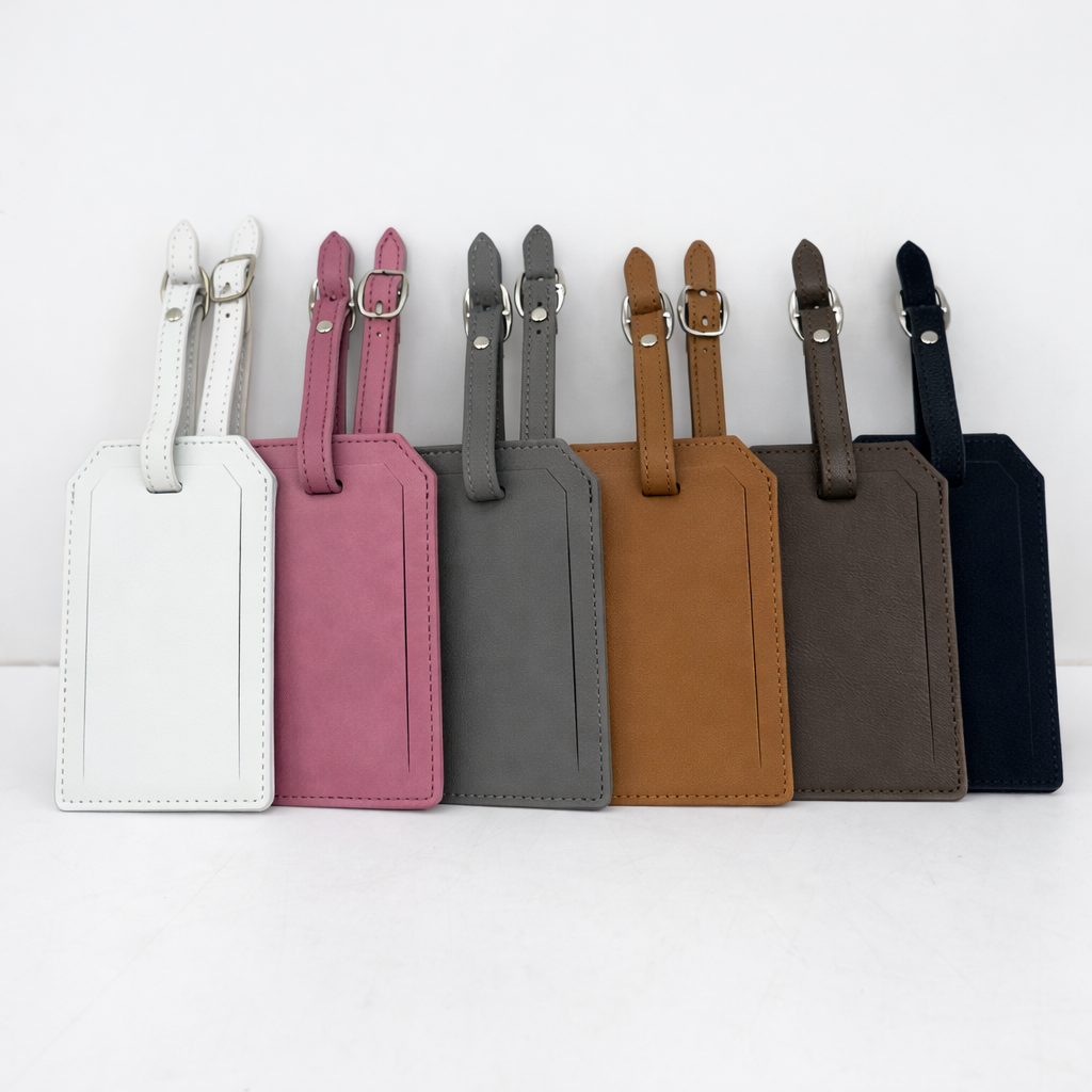 Black/Silver Laserable Leather Luggage Tag - Case of 12