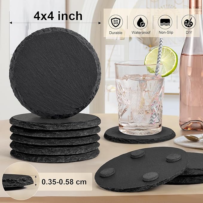Circular Slate Coaster 4x0.4"