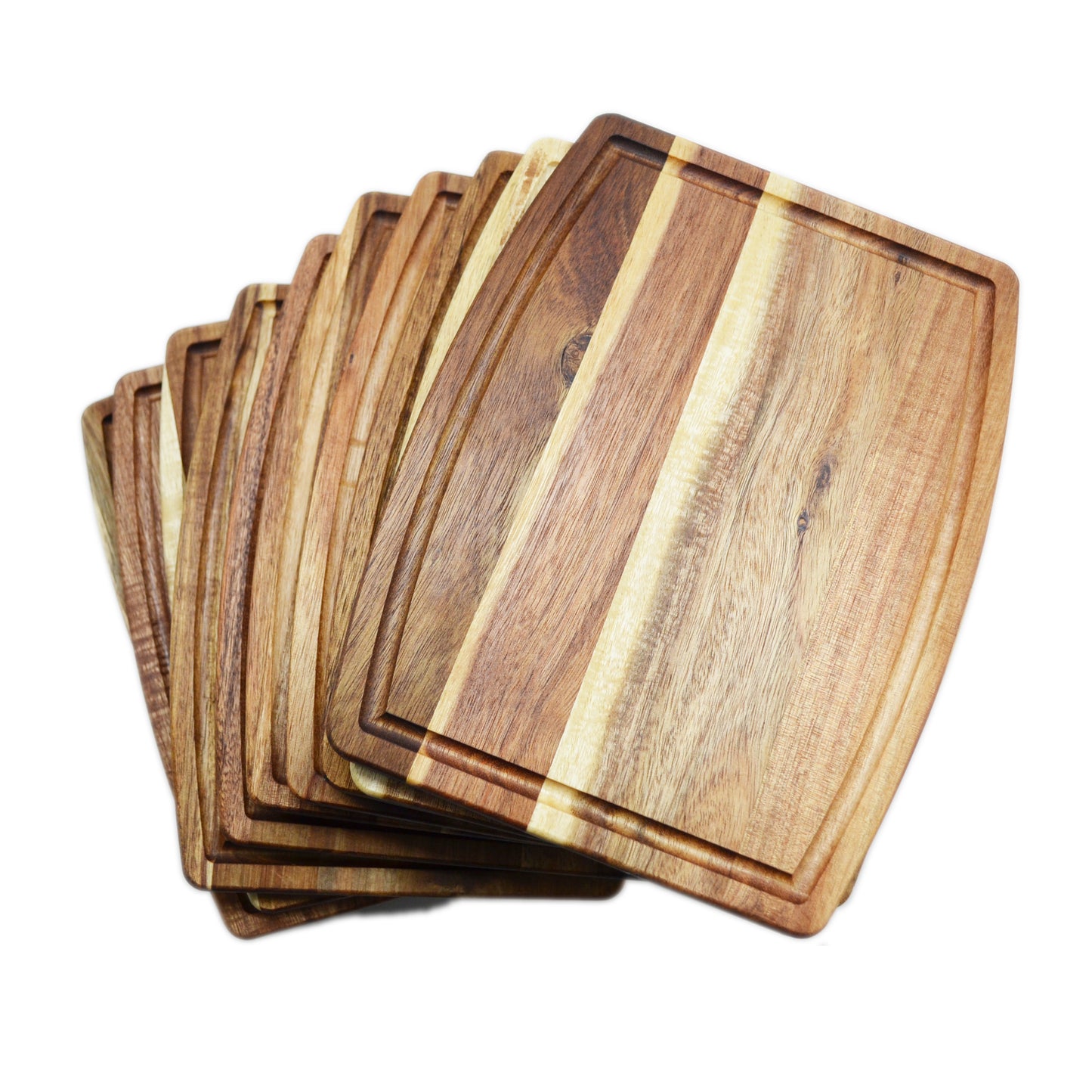 acacia wood curve shape cutting board - pack of 10