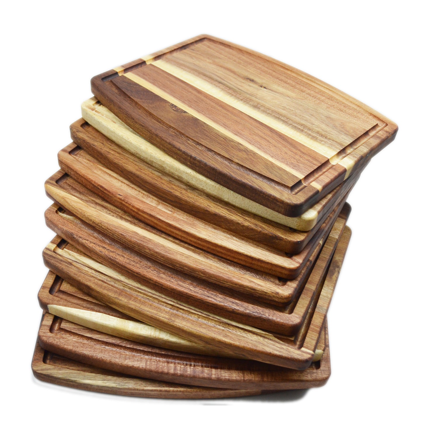 acacia wood curve shape cutting board - pack of 10