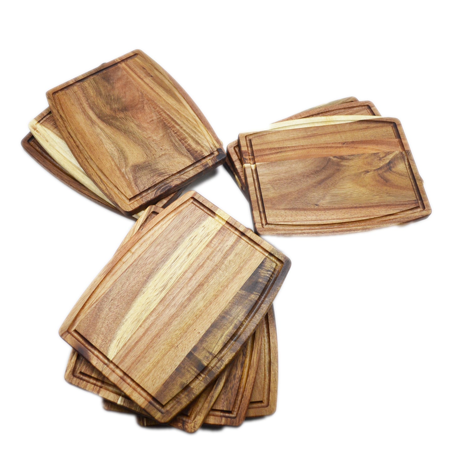 acacia wood curve shape cutting board - pack of 10