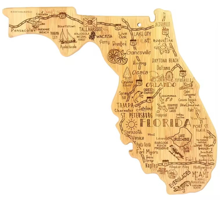 Map Shape Bamboo Charcuterie Board