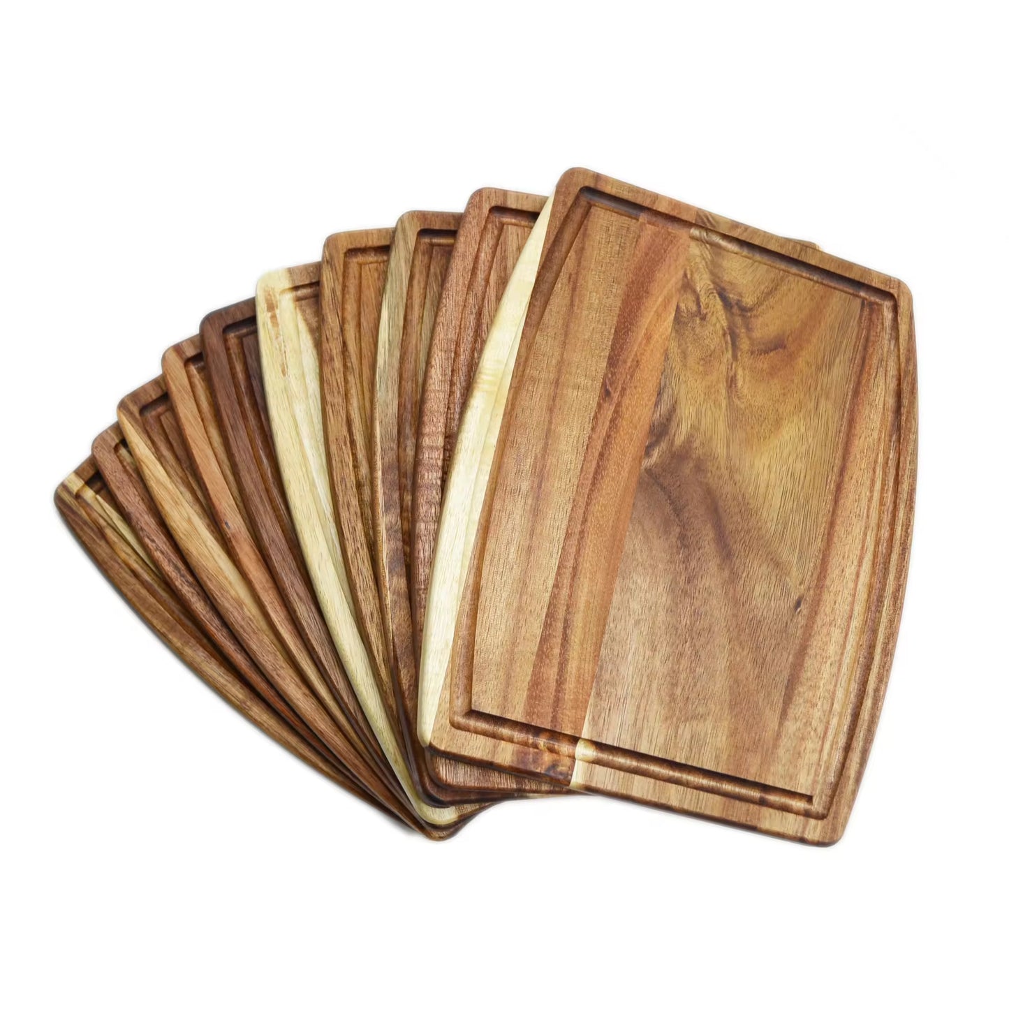 Curved Acacia Wood Cutting Board - 10pcs