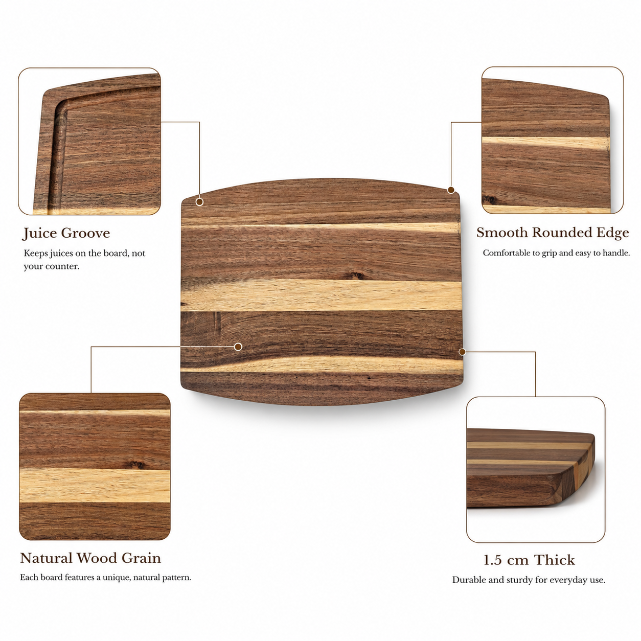 Small Acaia Wood Charcuterie Board - Case of 10