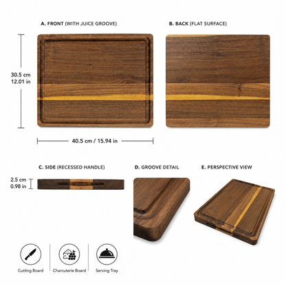 16 x 12 x 1 Inch Acaia Wood Cutting Board - Case of 10
