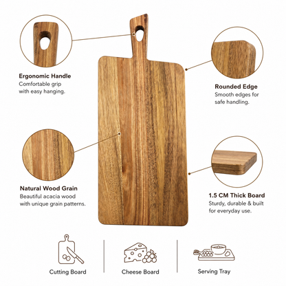 Large Acacia Wood Paddle Charcuterie Board - Case of 12
