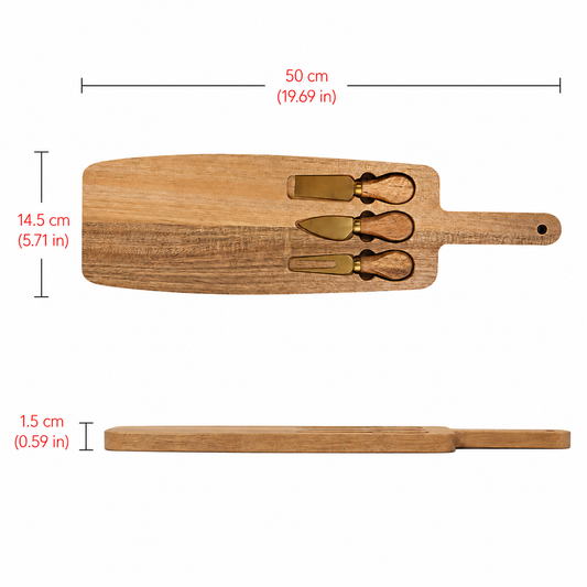 Acacia Wood Cheese Board Set - Case of 12