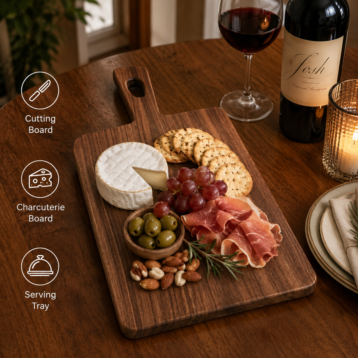 Medium Black Walnut Wood Paddle Charcuterie Board - Case of 12