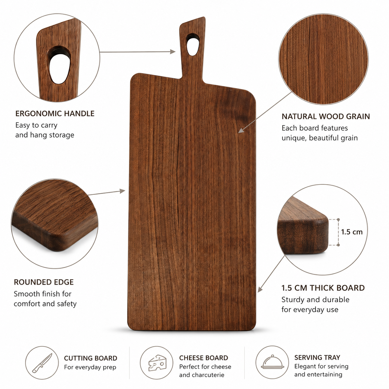 Large Black Walnut Wood Paddle Charcuterie Board - Case of 12