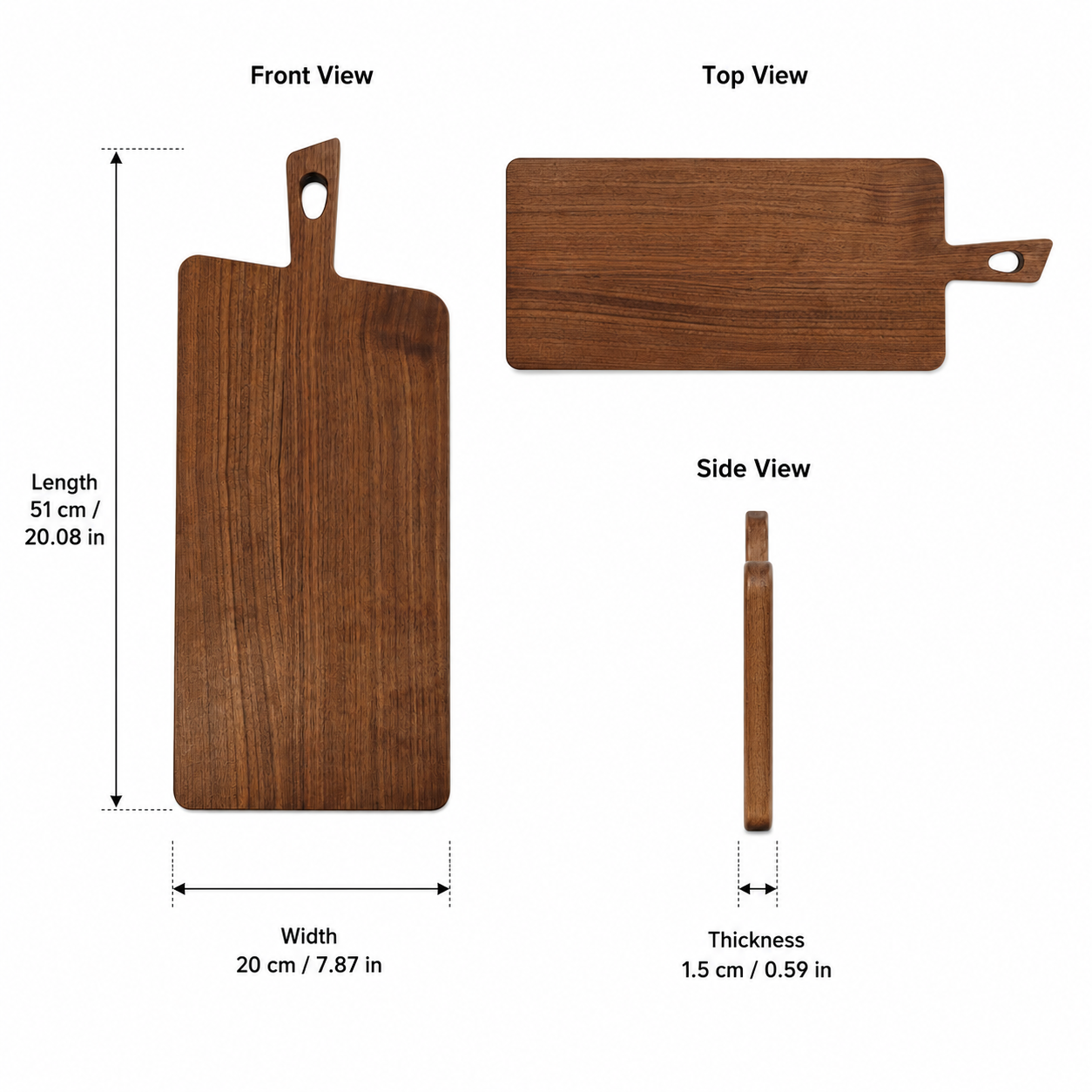 Large Black Walnut Wood Paddle Charcuterie Board - Case of 12