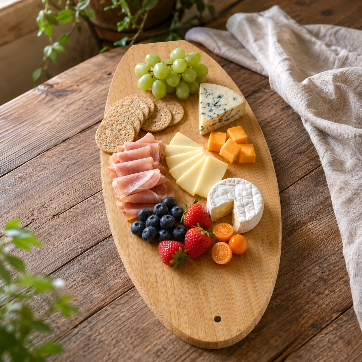 Surfboard Shaped Bamboo Charcuterie Board - Case of 10