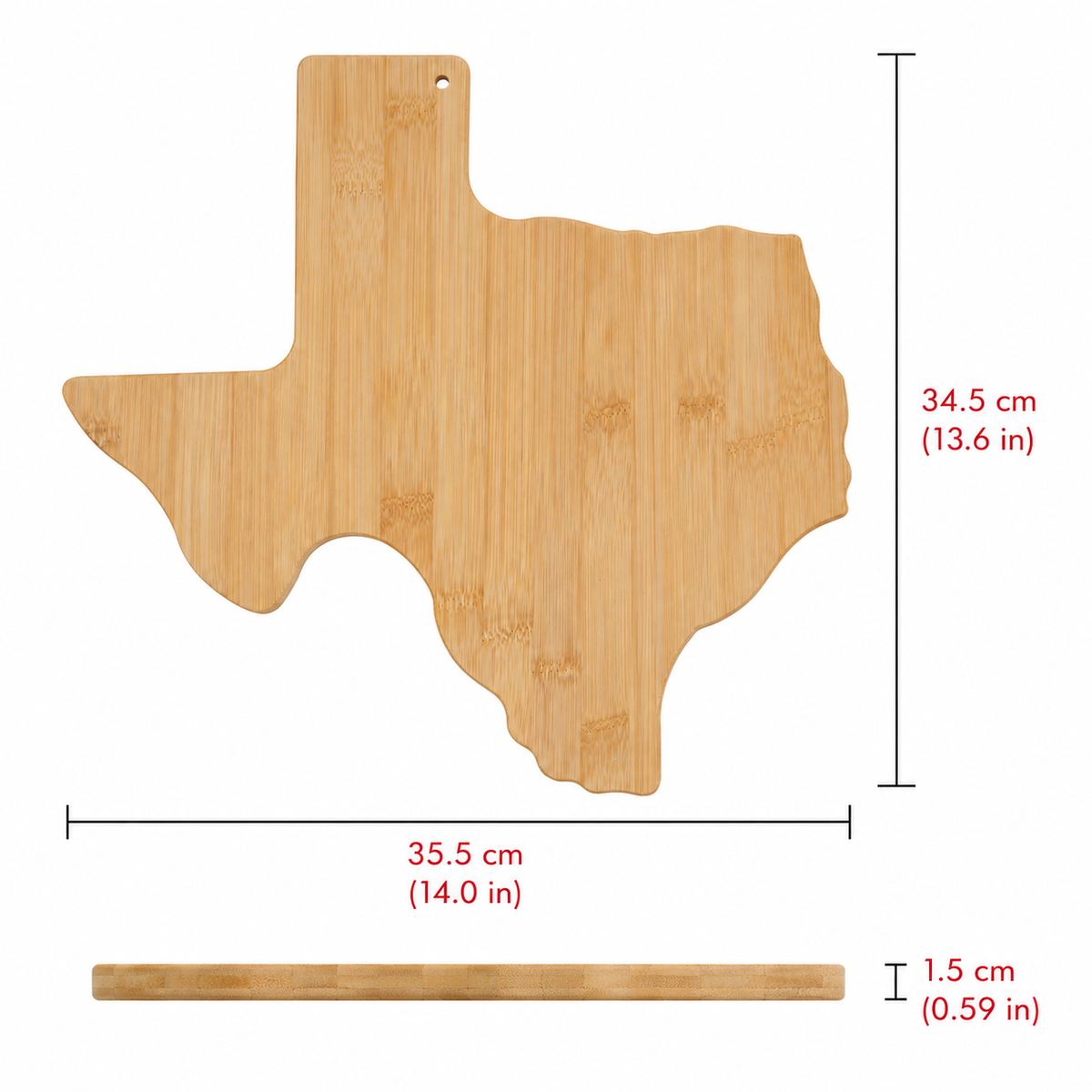 Texas Map Shape Bamboo Charcuterie Board - Case of 12