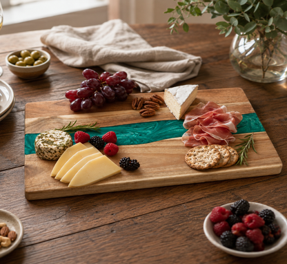 Acacia Wood Charcuterie Board with Epoxy Resin River - Case of 12