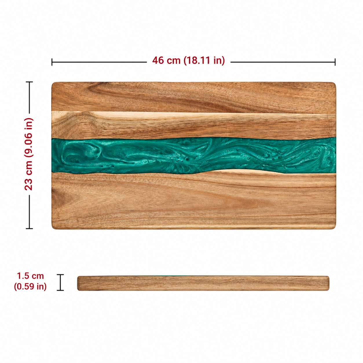 Acacia Wood Charcuterie Board with Epoxy Resin River - Case of 12