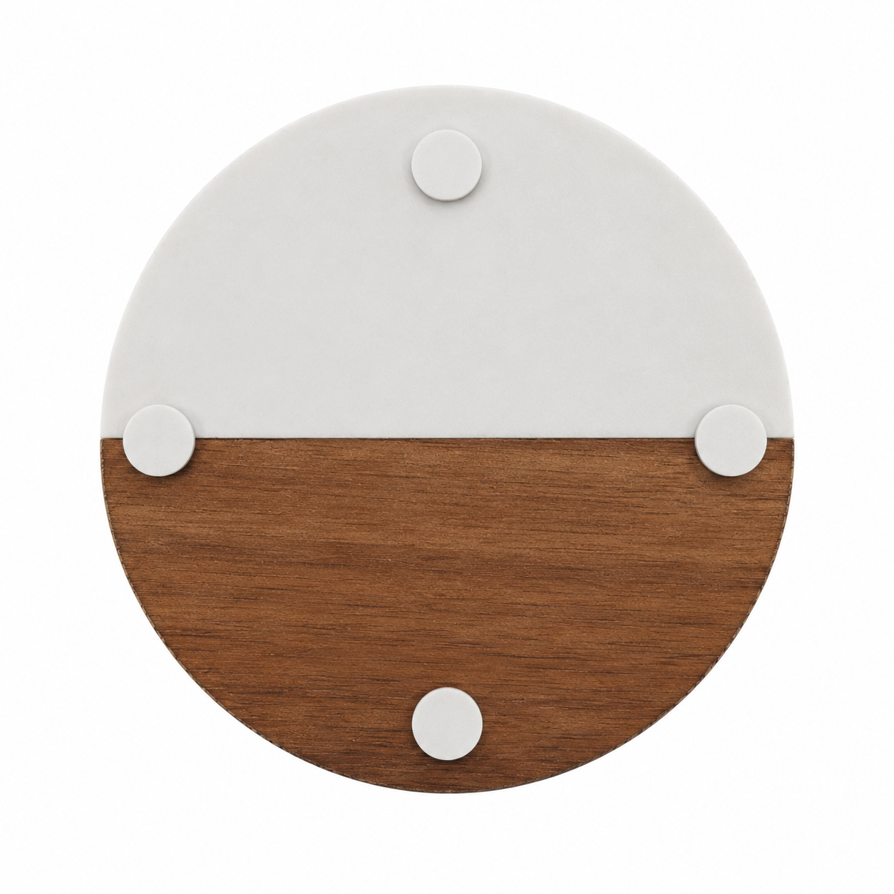 White Round Wood and Marble Coaster - Case of 20
