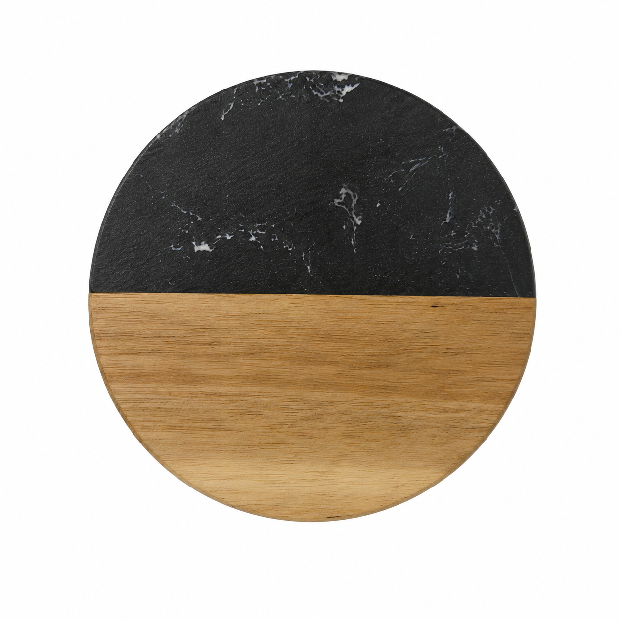 Black Round Wood and Marble Coaster - Case of 20