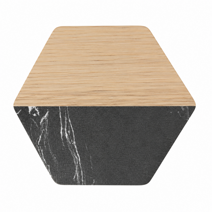 Black Hexagon Wood and Marble Coaster - Case of 20