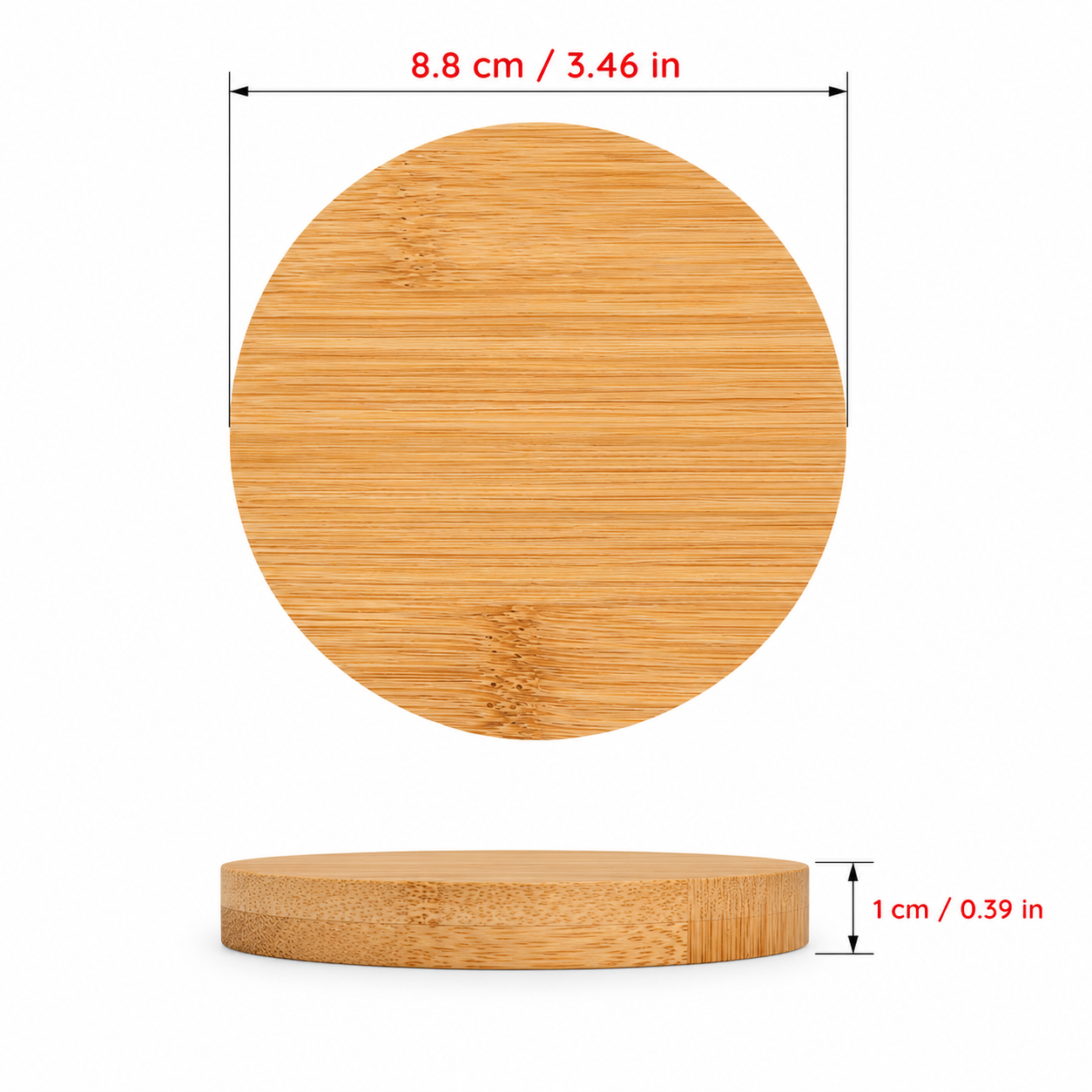 4 Pcs Round Bamboo Coaster Set - Case of 8