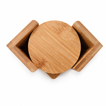 4 Pcs Round Bamboo Coaster Set - Case of 8