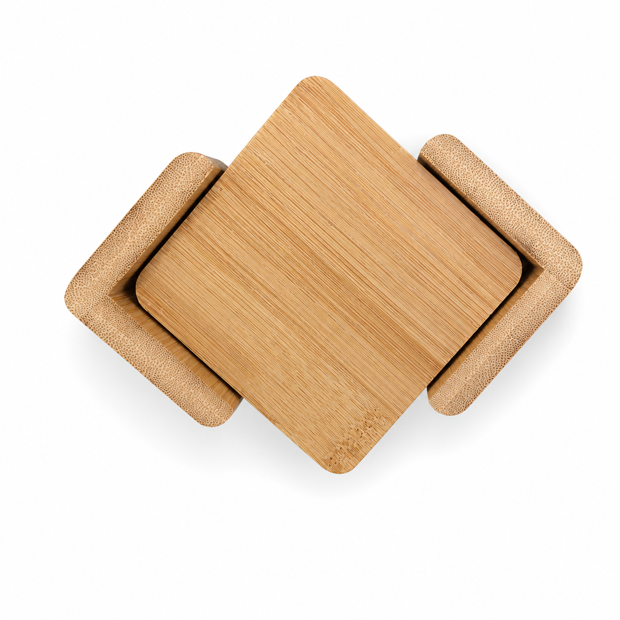 4 Pcs Square Bamboo Coaster Set - Case of 8