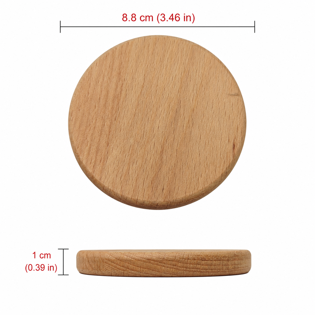 3.5 Inch Round Beech Wood Coaster - Case of 50