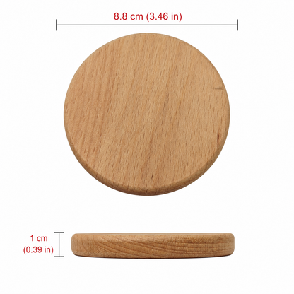 3.5 Inch Round Beech Wood Coaster - Case of 50