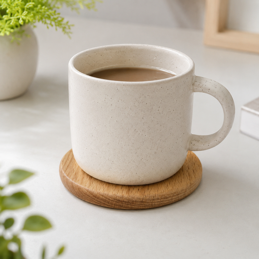 4 Inch Round Beech Wood Coaster - Case of 50