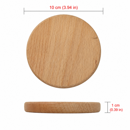 4 Inch Round Beech Wood Coaster - Case of 50