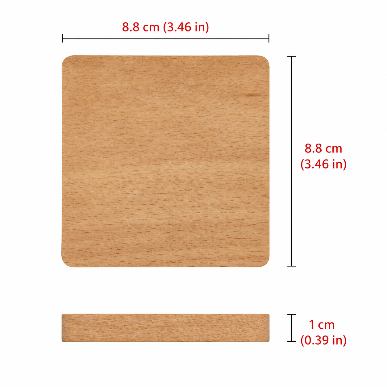 3.5 Inch Square Beech Wood Coaster - Case of 50