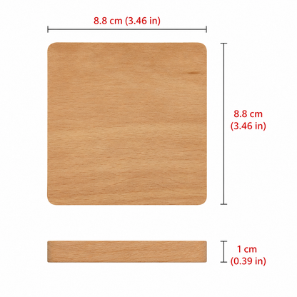 3.5 Inch Square Beech Wood Coaster - Case of 50