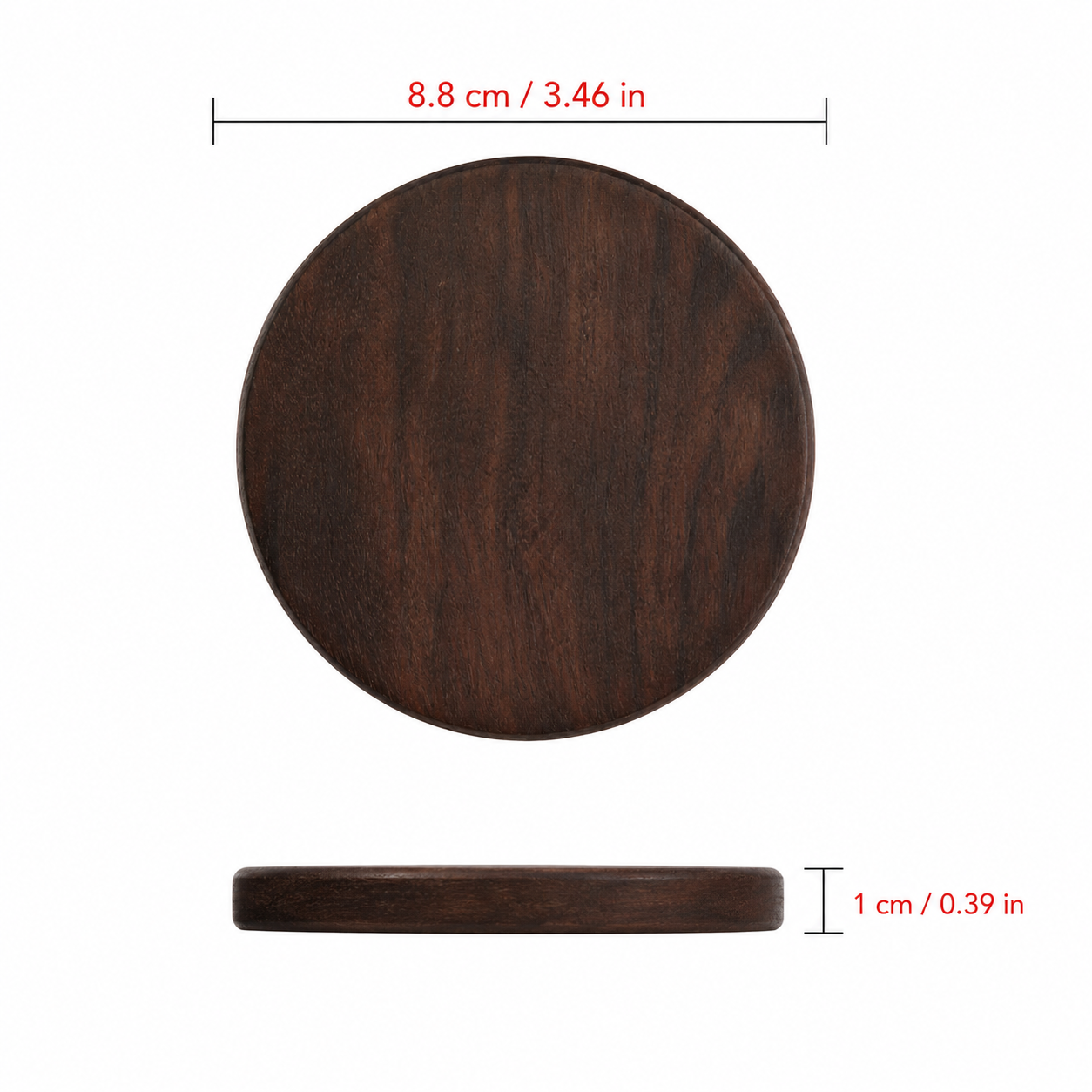 3.5 Inch Round Black Walnut Wood Coaster - Case of 50
