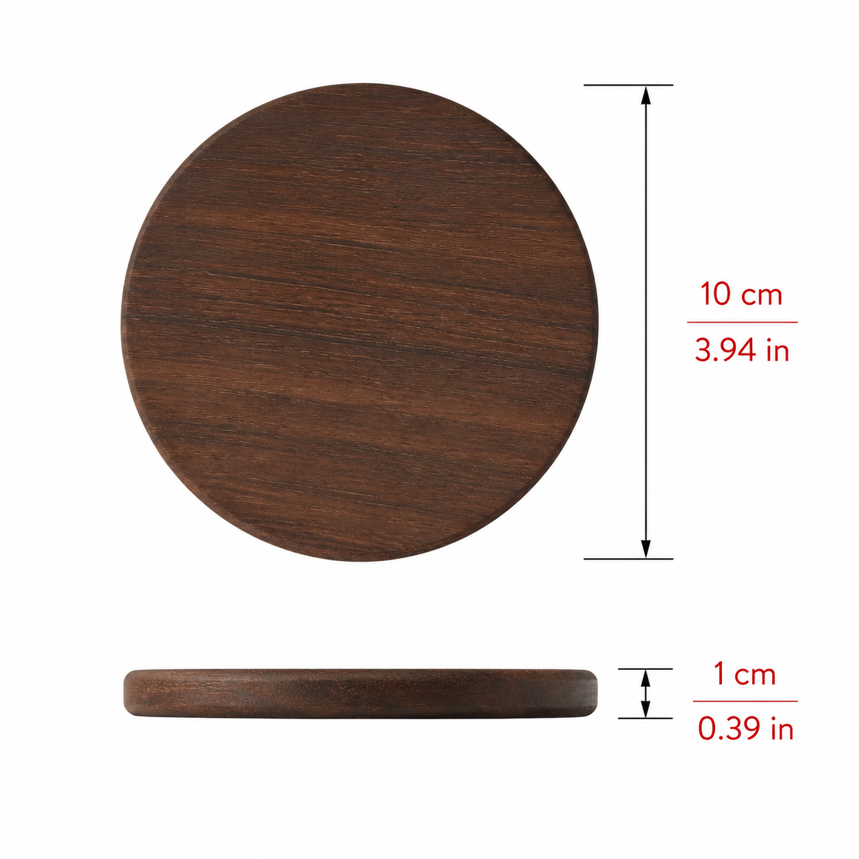 4 Inch Round Black Walnut Wood Coaster - Case of 50