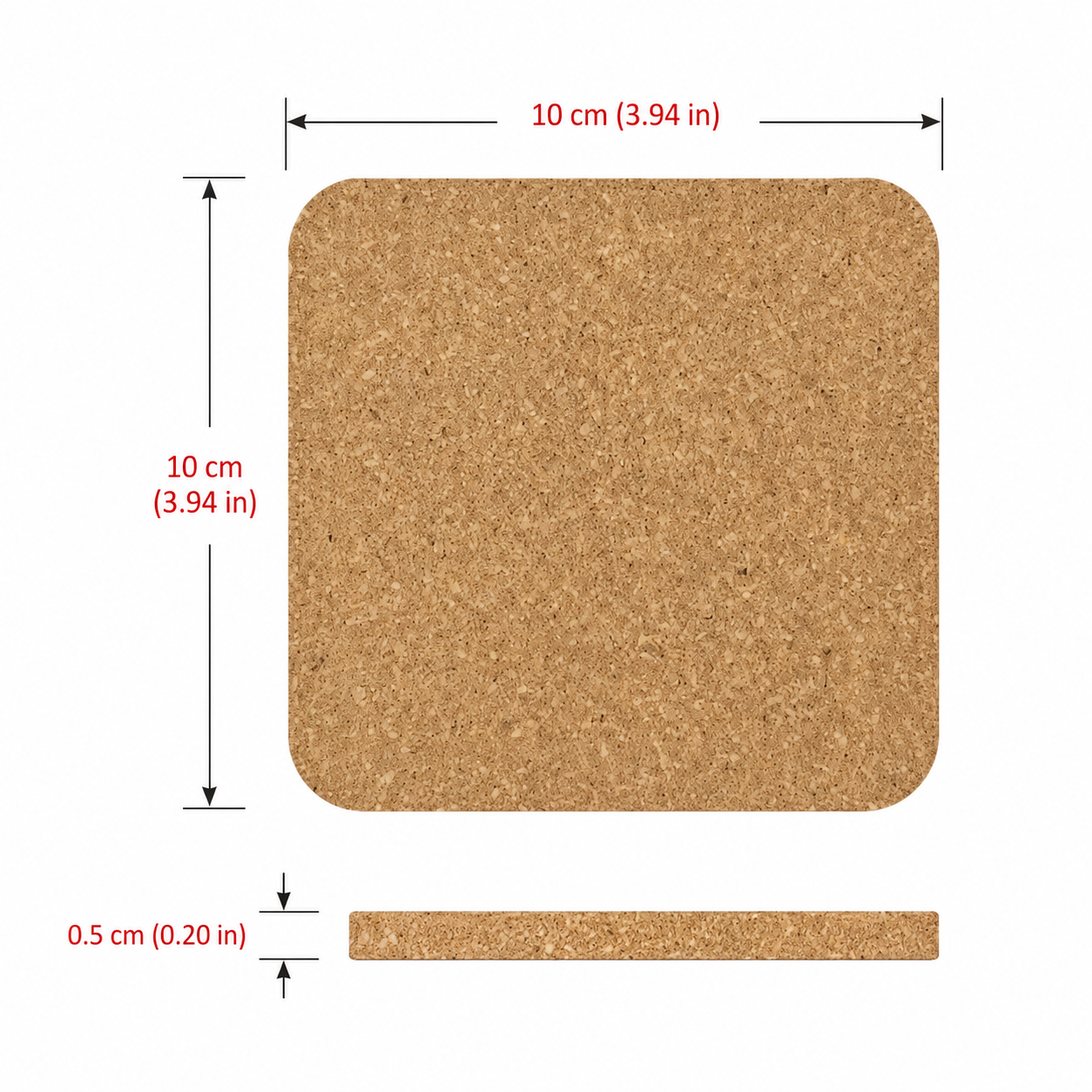 5mm Square Cork Coaster - Case of 50